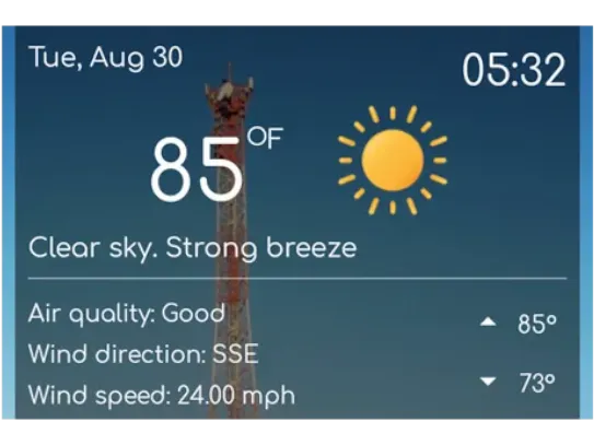 Screenshot from The Weather Radar app showing helpful weather related information