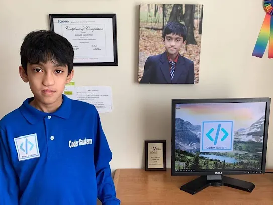 Gautam showing off his childhood awards