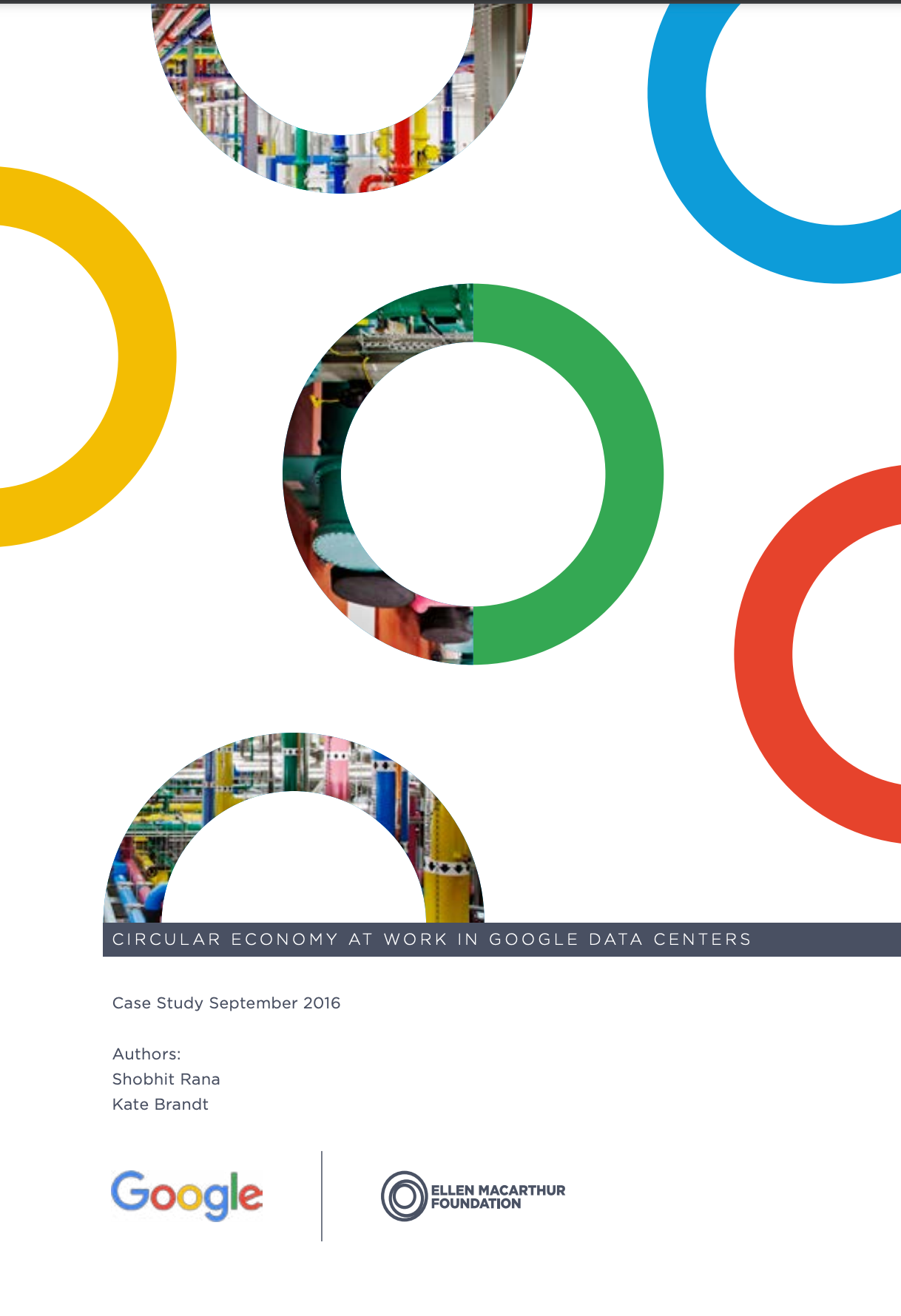 Cover image of a white paper titled: Circular Economy at work in Google Data Centers