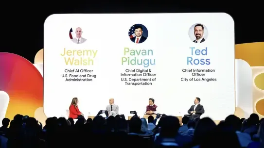 four speakers on the stage during a Google Cloud Next 2026 panel