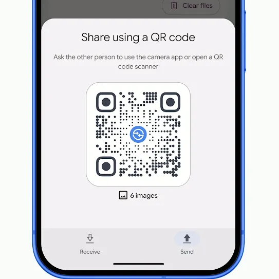 Một đoạn video ngắn cho thấy một mã QR đang được quét và quá trình chuyển tệp hoàn tất.  