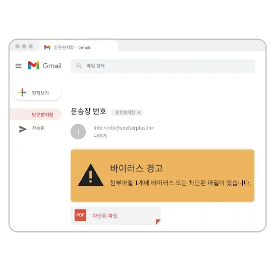 바이러스 백신 경고 Gmail 그래픽