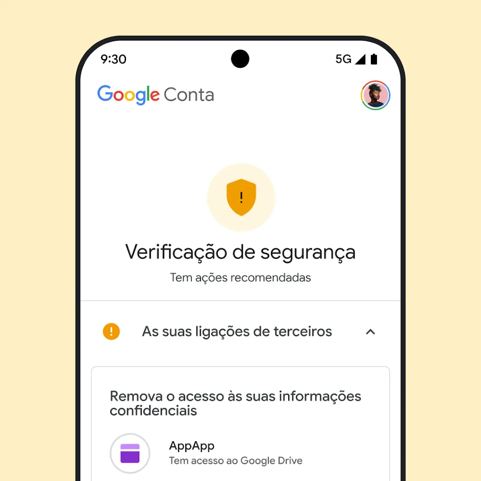 Imagem da IU da Verificação de segurança da Google.