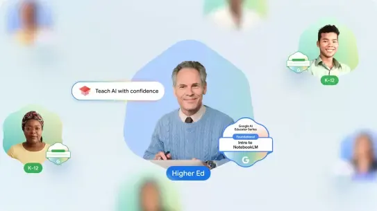  teacher cameos looking at the camera with label on age range taught