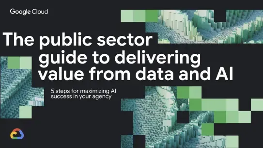 black, green, and blue shapes with a header slide for the data and AI guide