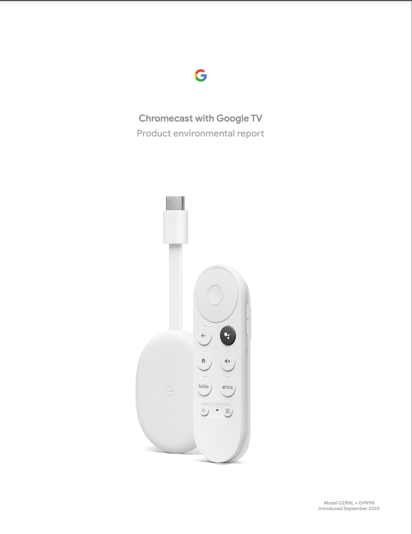 Cover image of the Chromecast with Google TV Product Environmental Report