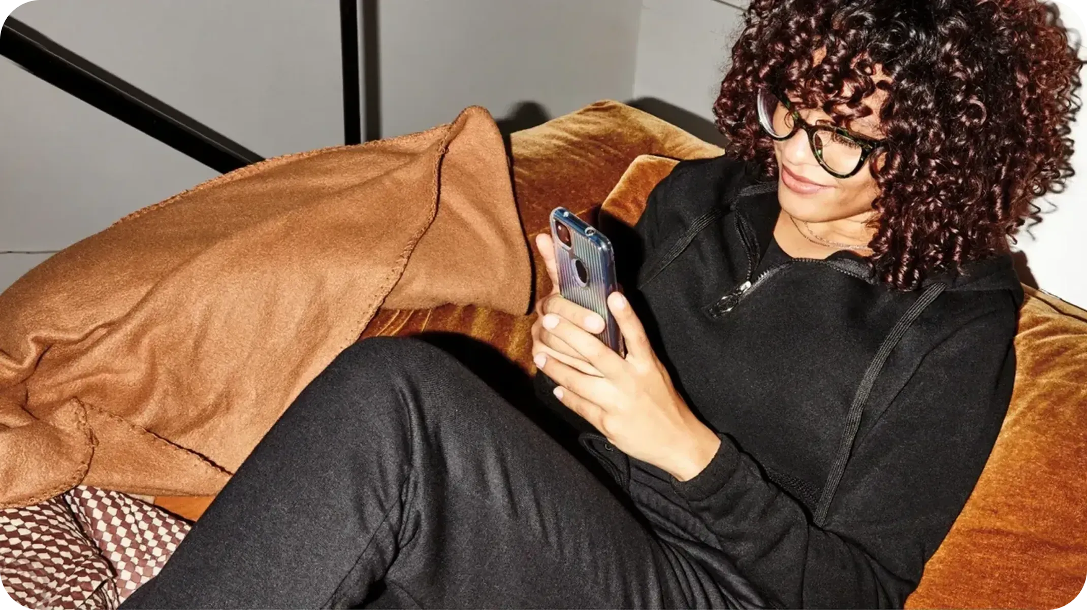 a woman reading a phone