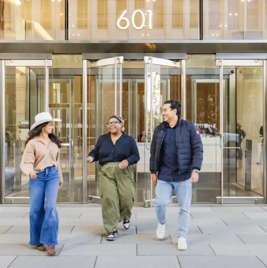 People outside building