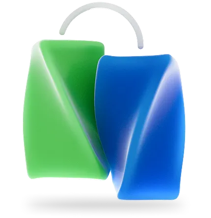 Green and blue 3d bag logo