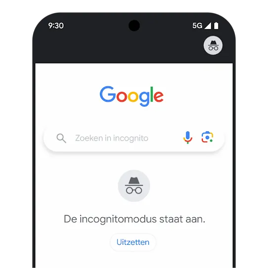 Afbeelding van de incognitomodus