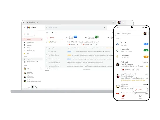 Gmail på dator och mobila enheter