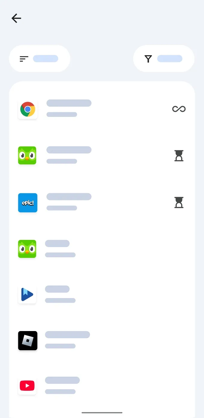 Family Link UI shows Google Play Books as a recently installed app.