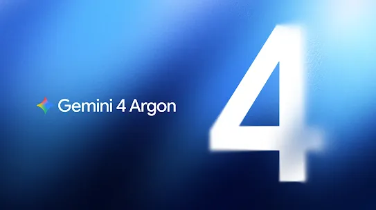 A graphic that says "Gemini 4 Argon" next to a large number 4 against a blue background.