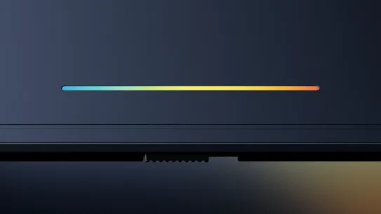 Close up of the glow bar on the laptop as it hinges open.