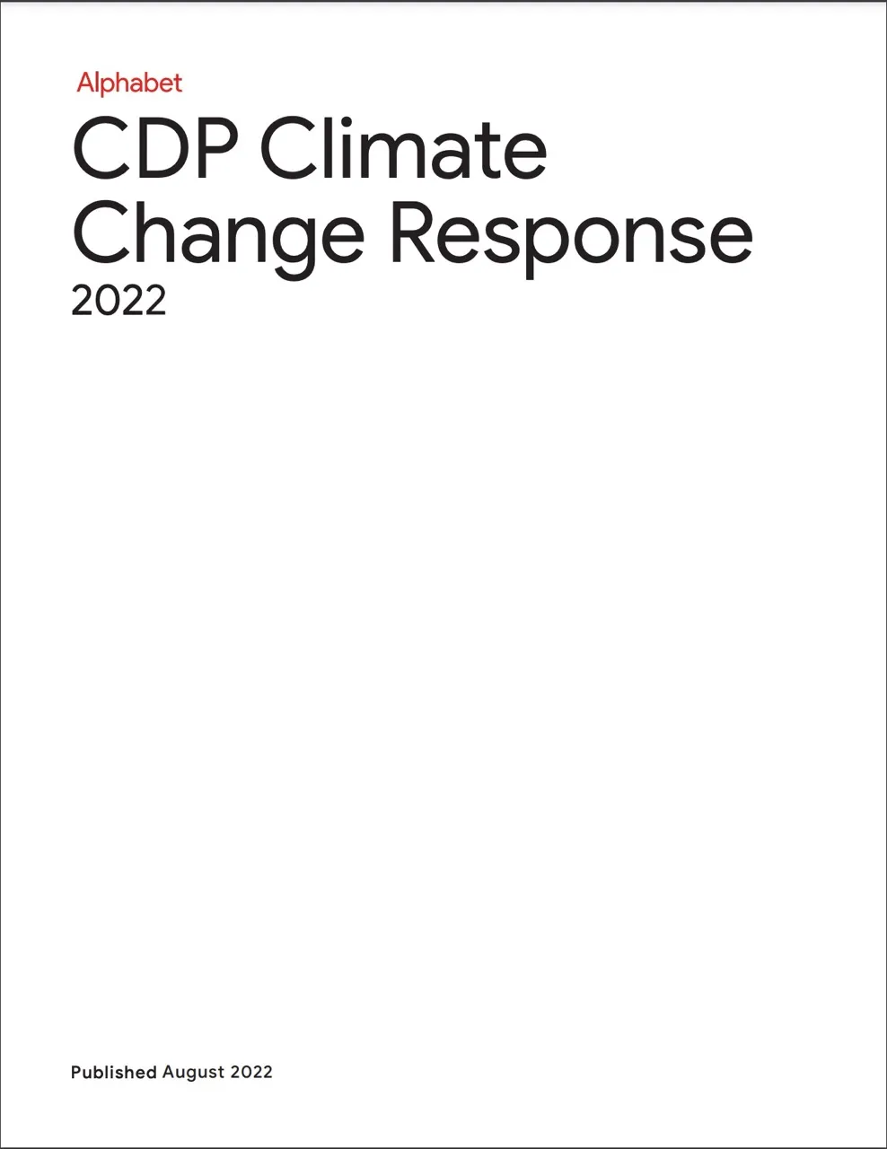 Cover image of Alphabet's 2022 CDP Climate Change Response