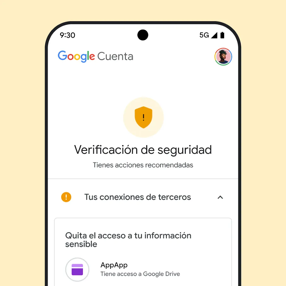 Imagen de la IU de la Verificación de seguridad de Google.