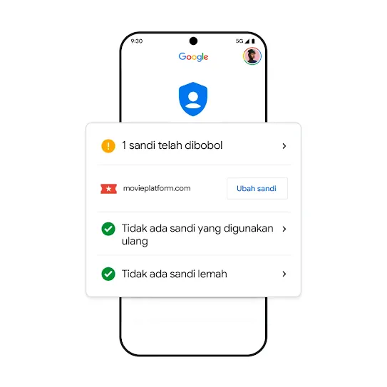 Gambar ponsel Google dengan hasil sandi yang telah dibobol.