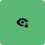 A black icon of an eye with a small padlock symbol on the lower right, centered on a green square background with rounded corners.