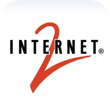 Official logo for Internet2 featuring the word "INTERNET" in a bold, black sans-serif font, with a large, stylized red number "2" sweeping through the center.