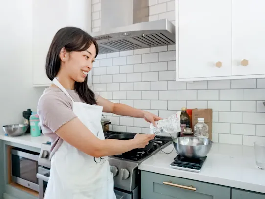 Kristen in the kitchen.