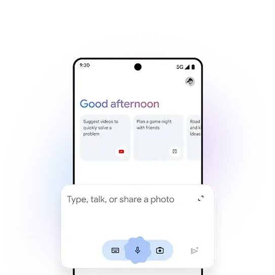Gemini app interface showing brainstorming or planning features.