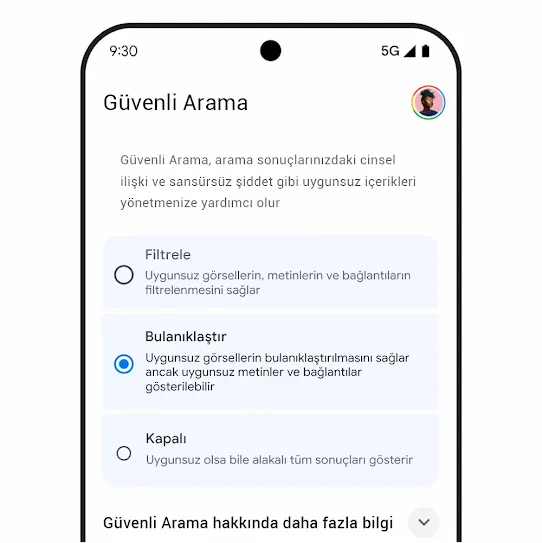 Güvenli Arama grafiği