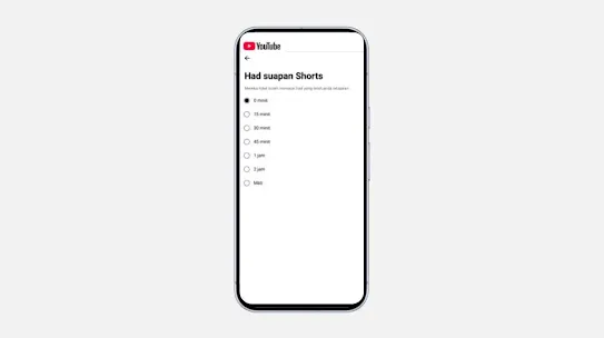 UI YouTube untuk hadkan suapan Shorts di YouTube