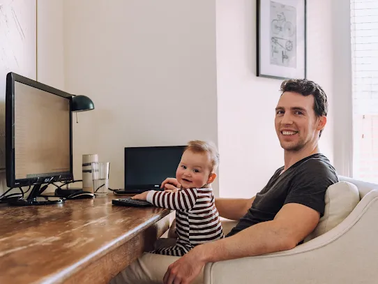 Harrison and his son James working.