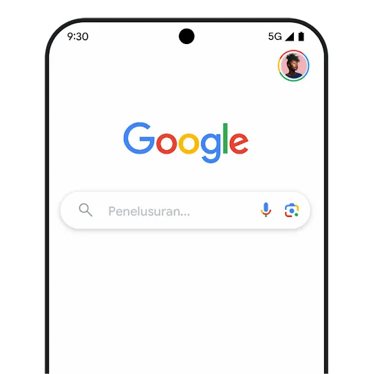 Halaman penelusuran Google di perangkat