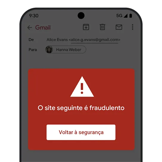 Gráfico da Navegação Segura do Gmail