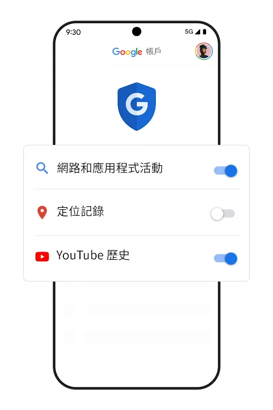 手機圖片顯示記錄設定切換鈕。