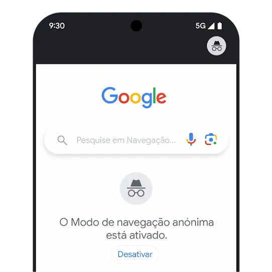Imagem do Modo de navegação anónima