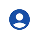 A minimalist, solid blue circular icon featuring a white cutout silhouette of a generic person's head and shoulders, commonly used as a default user profile avatar placeholder.