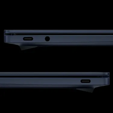 Close-up of Googlebook laptop ports on both sides.