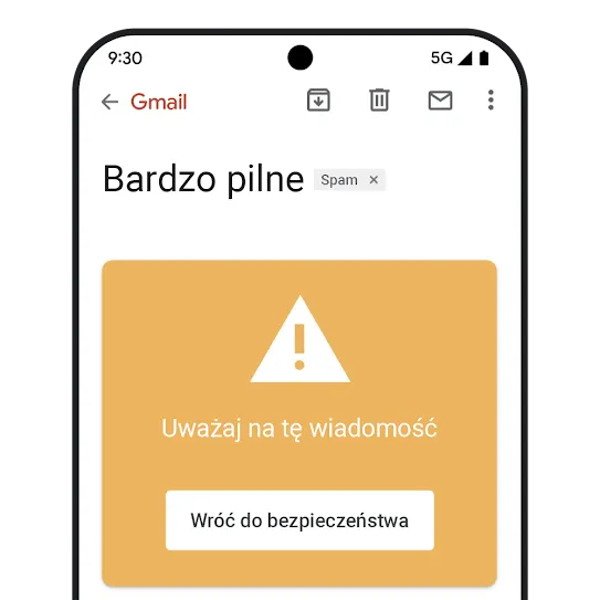 Grafika przedstawiająca ochronę przed phishingiem w Gmailu