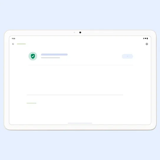 Google Play Protect is activated and is scanning and detecting unsafe apps on a tablet.