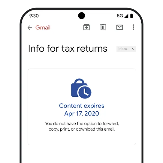 Message expiry Gmail graphic