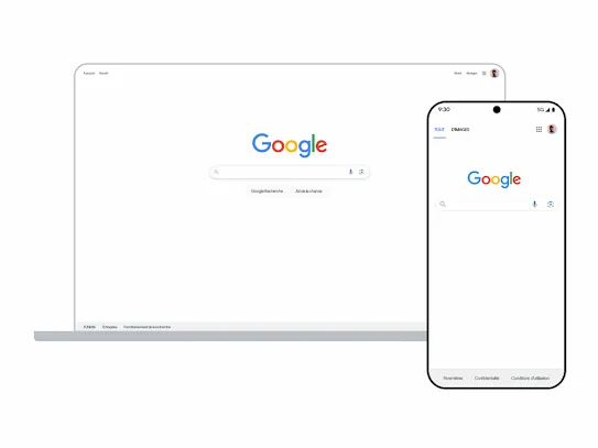 Recherche Google sur un ordinateur et un appareil mobile
