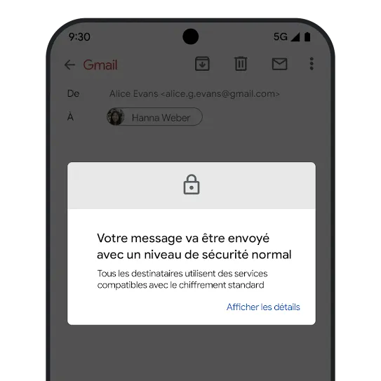 Image du chiffrement des e-mails dans Gmail