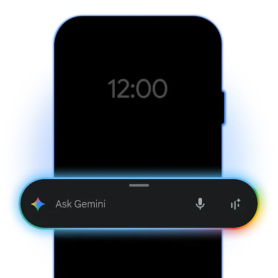 Una luz ambiental y brillante ilumina un teléfono que muestra un ejemplo de una notificación de Gemini.