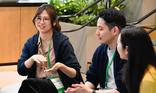 A couple of people discussing something