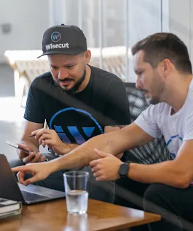 A couple of men discussing something.