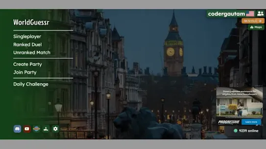 Screenshot of the WorldGuessr website game.