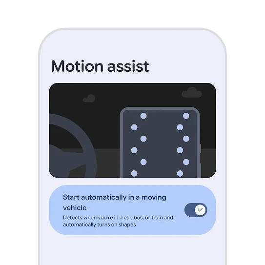 Turning on Motion Assist on an Android phone to display a bubble overlay then customizing the shape and color.