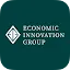 The logo of the Economic Innovation Group (EIG) featuring a white diamond icon with stylized geometric lines inside, followed by the organization's name in white serif capital letters. The logo is set against a dark teal green square background with rounded corners. This image is associated with the report 'Looking for the Ladder: Is AI Impacting Entry-Level Jobs?'.