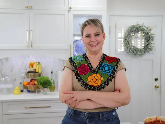 Laura in the kitchen.