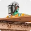 Energy worker in a hardhat and face mask