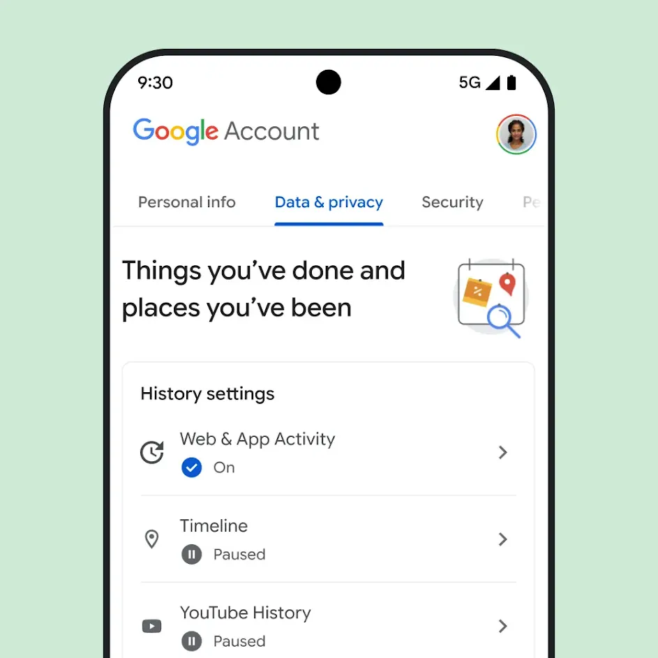 Image of Google My Account UI.