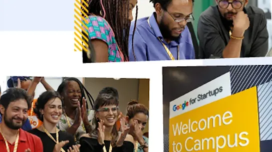 Imagens de pessoas trabalhando no Google for Startups Campus em São Paulo