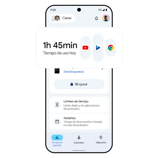 Imagen de un teléfono con los datos del tiempo de pantalla. 